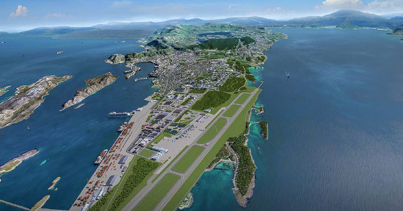 Havainnekuva Bodøhon rakentuvasta uudesta lentokenttäalueesta.