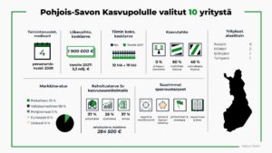 Infograafi ohjelmaan valituista yrityksistä.